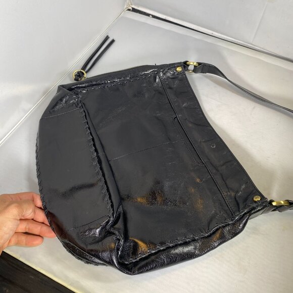 Hobo The Original Bianka Black Leather Shoulder Bag Lightweight - Picture 3 of 5